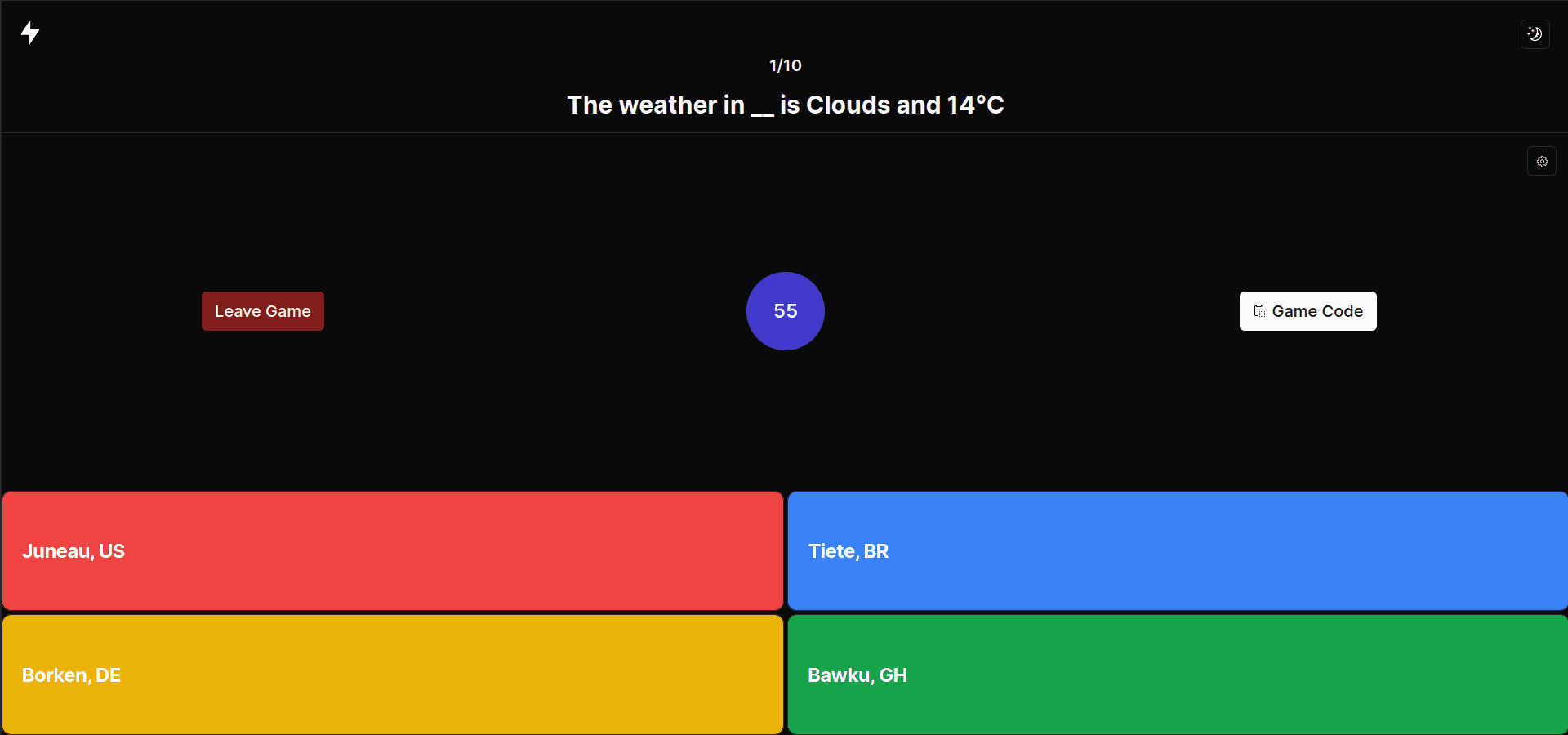 Meteo Guesser gameplay screenshot